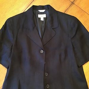 Talbots Black Linen Short Sleeve Blazer